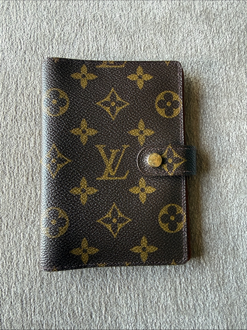 Louis Vuitton Brown & Gold Monogram Agenda Pm Cover With Coa